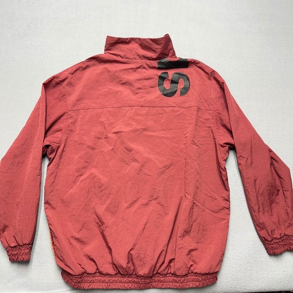 Adidas Mens Colorblock Windbreaker Jacket Burgundy Orange GD9034 Full Zip Large - Picture 2 of 10